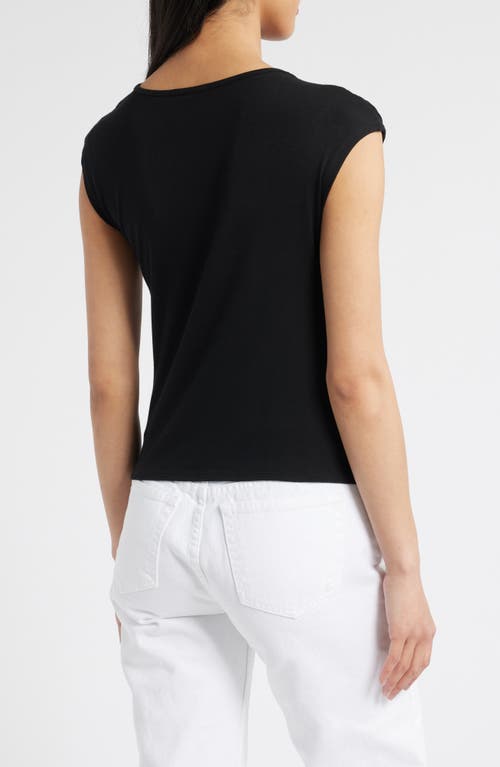 Loveappella Drape Asymmetric Top In Black