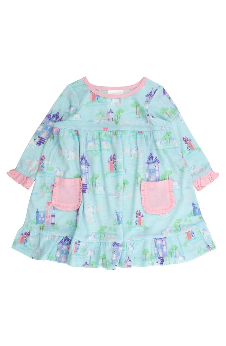 RuffleButts Ruffle Pocket Pajama Night Gown, Main, color, Once Upon A Castle