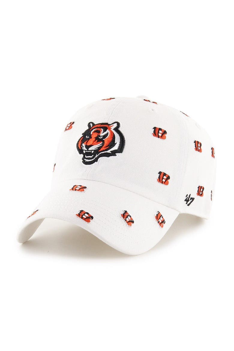 Women's '47 White Cincinnati Bengals Confetti Clean Up Adjustable Hat, Main, color, White