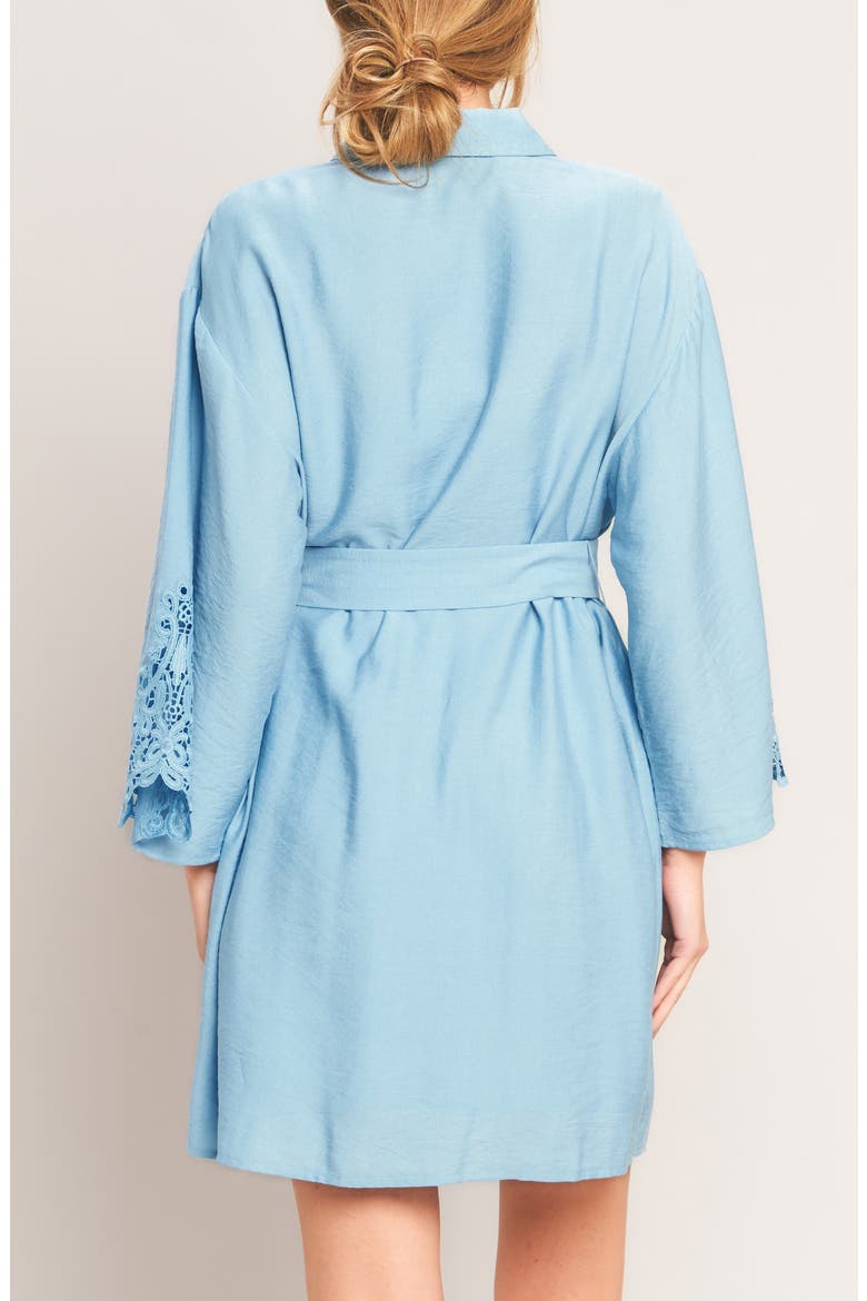 Lace Panel Long Sleeve Belted Shirtdress, Alternate, color, LIGHT BLUE