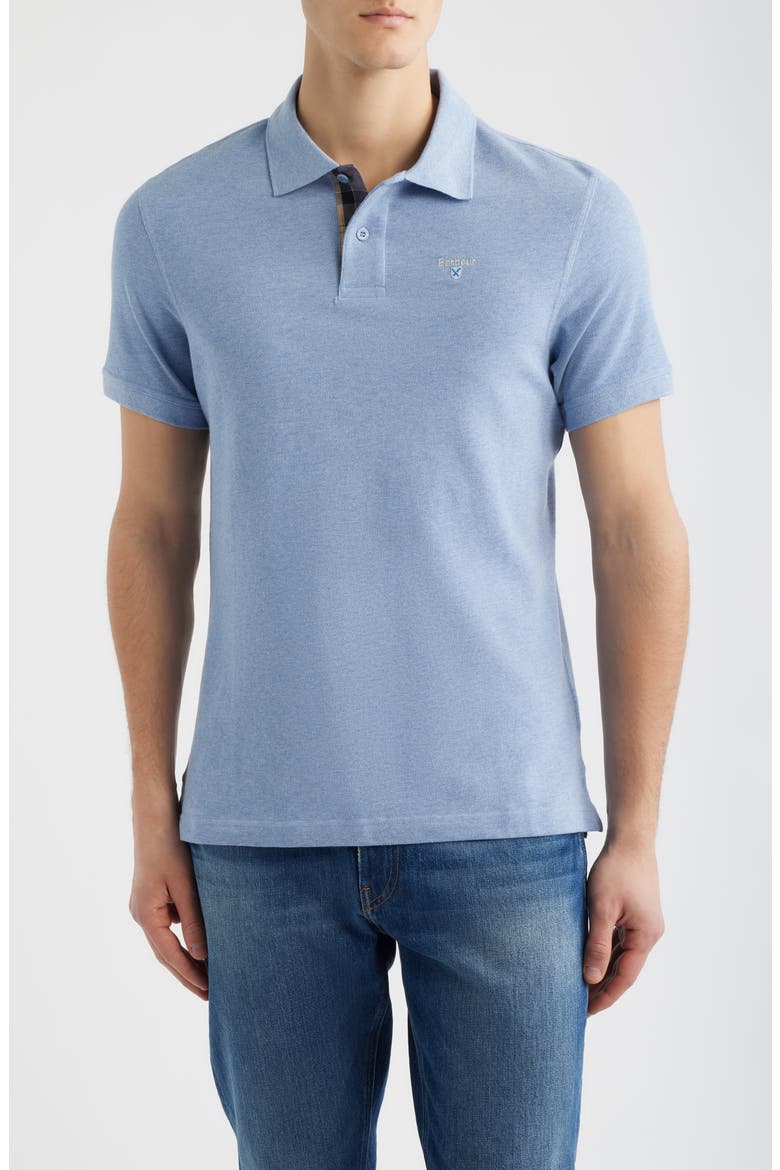 Regular Fit Tartan Piqué Polo, Main, color, SKY MARL