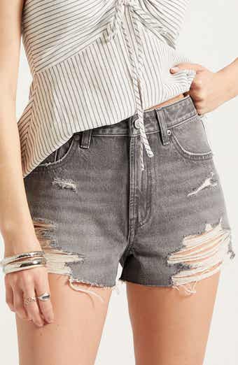 Ivy High Waist Distressed Denim Shorts