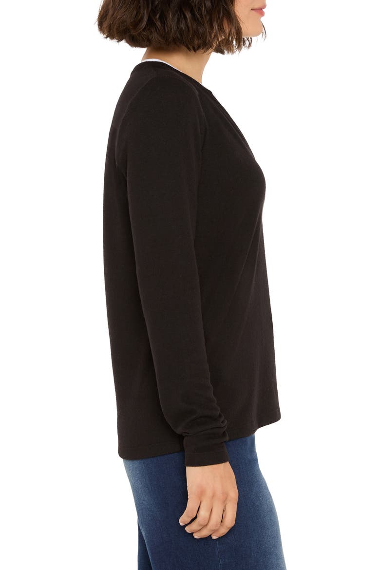 Cozy Double Layer Split Neck Top, Alternate, color, BLACK ONYX