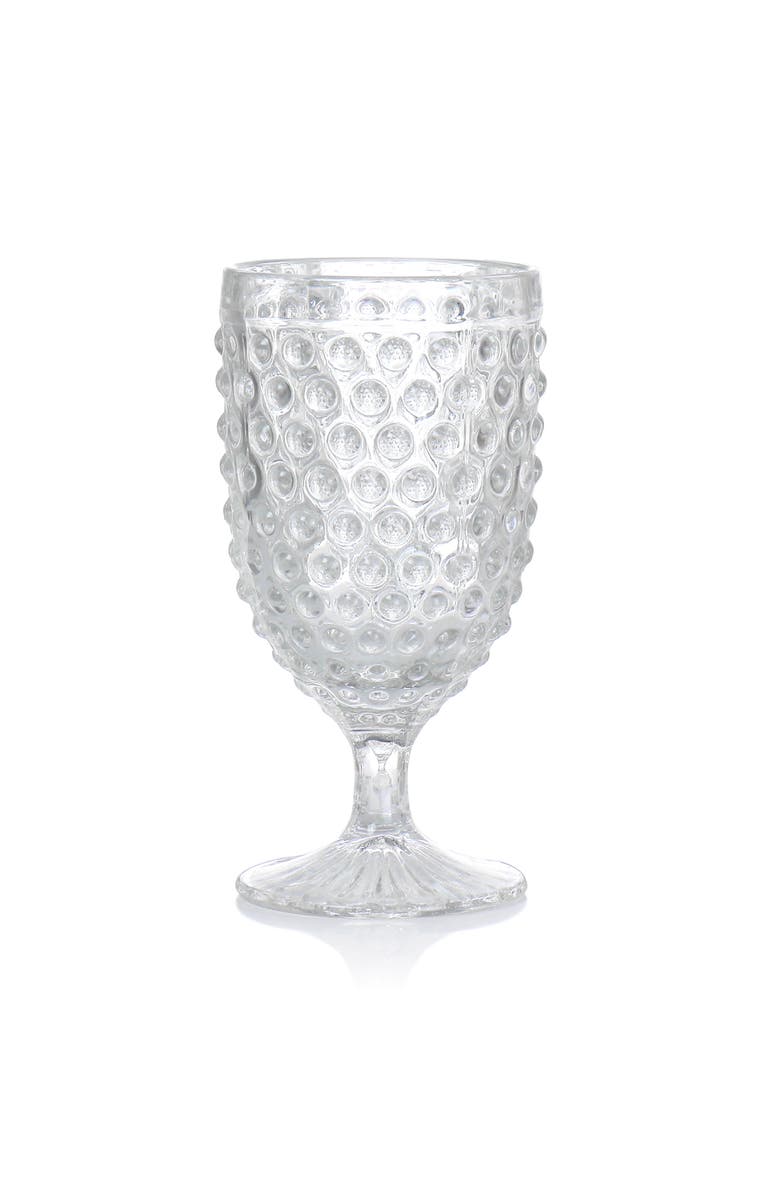 MARTHA STEWART 6 Piece 14.2 Ounce Clear Glass Hobnail Goblet Drinkware Set, Alternate, color, Clear