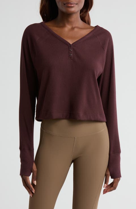 Zen Long Sleeve Waffle Knit Henley