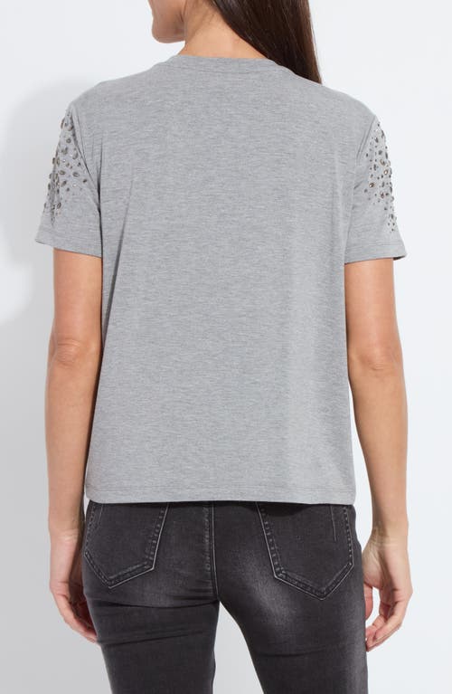Lyssé Lysse Malva Rhinestone Embellished Short Sleeve Shirt In Gray