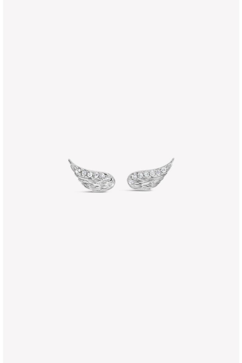 Divine Wings Sparkle Earrings, Main, color, Sterling Silver