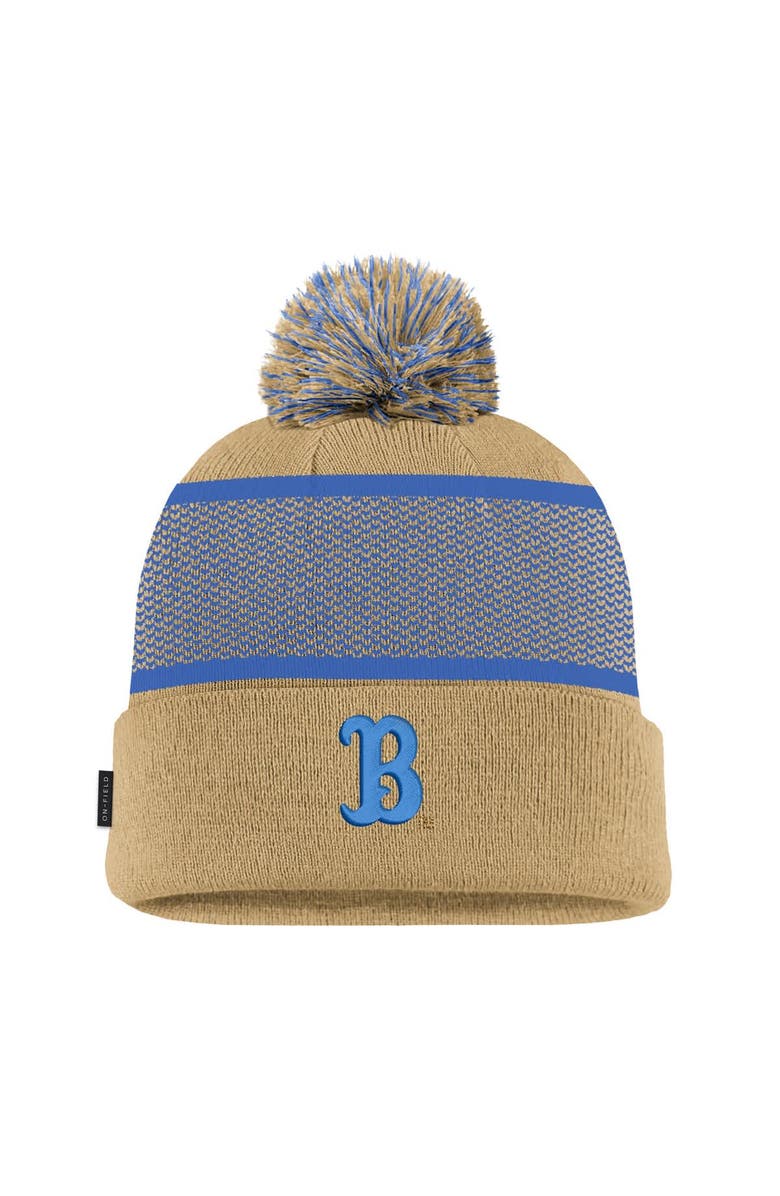 Nike Youth Nike Gold UCLA Bruins 2024 Sideline Peak Cuffed Knit Hat with Pom, Main, color, Gold