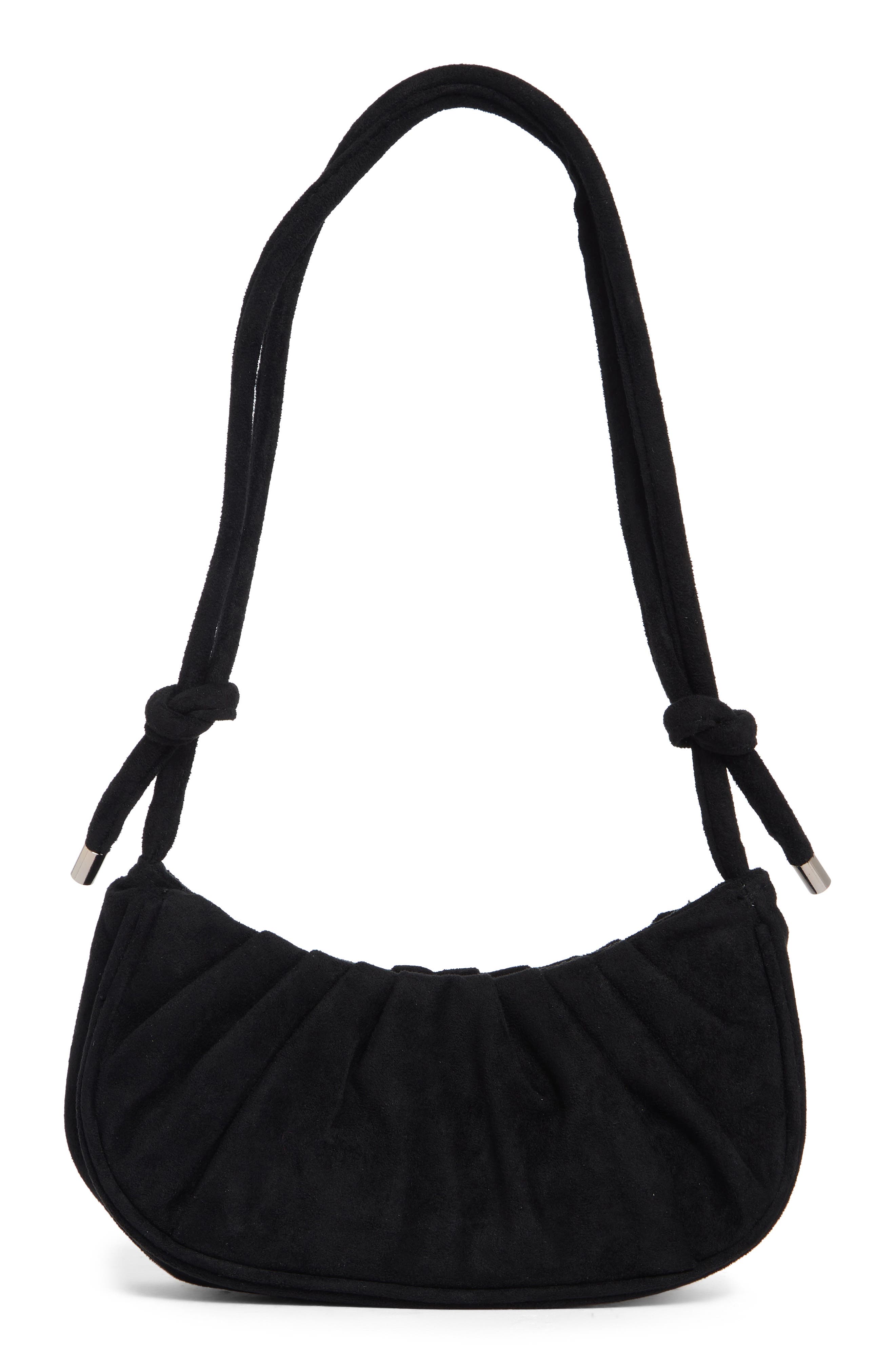 Faux Suede Shoulder Bag, Alternate, color, BLACK