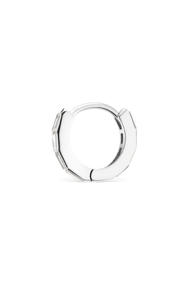 Invisible Set Baguette Diamond Eternity Hoop Earring, Alternate, color, WHITE GOLD