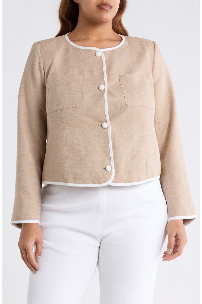Contrast Trim Jacket, Main, color, TOFFEE