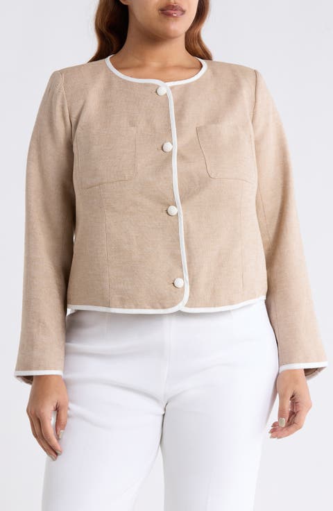 Contrast Trim Jacket (Plus)
