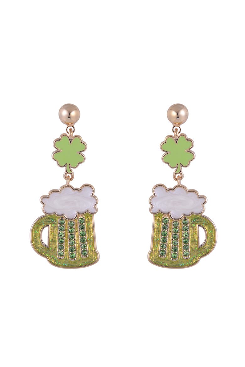 Beer Mug Earrings, Alternate, color, Green