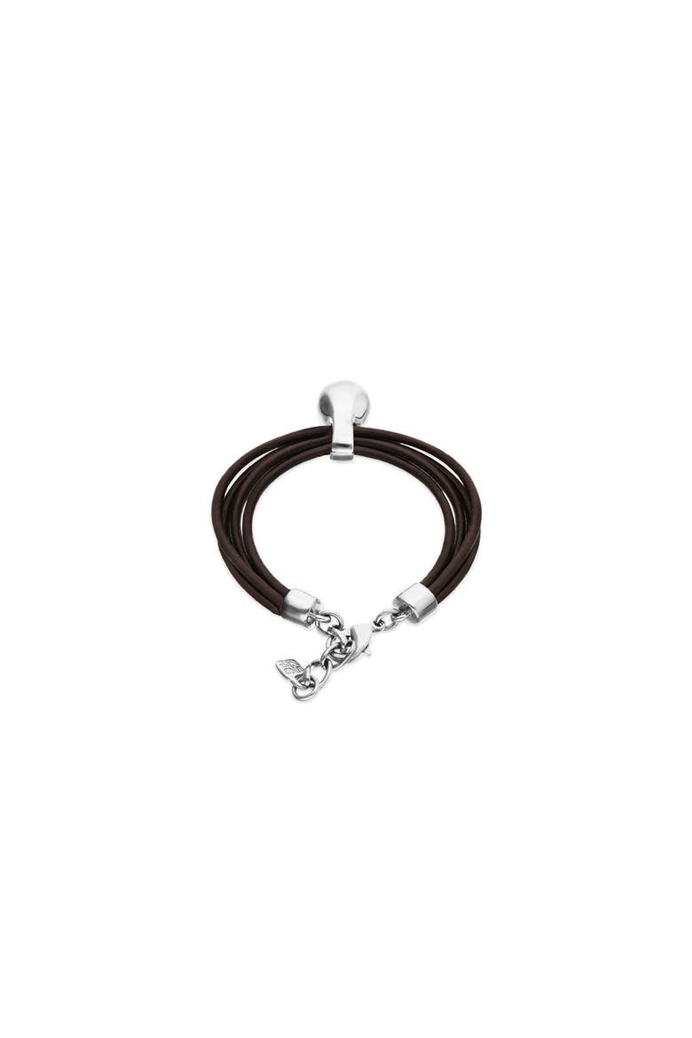 Leather Strap with Sterling Silver-Plated Dial, Alternate, color, Silver