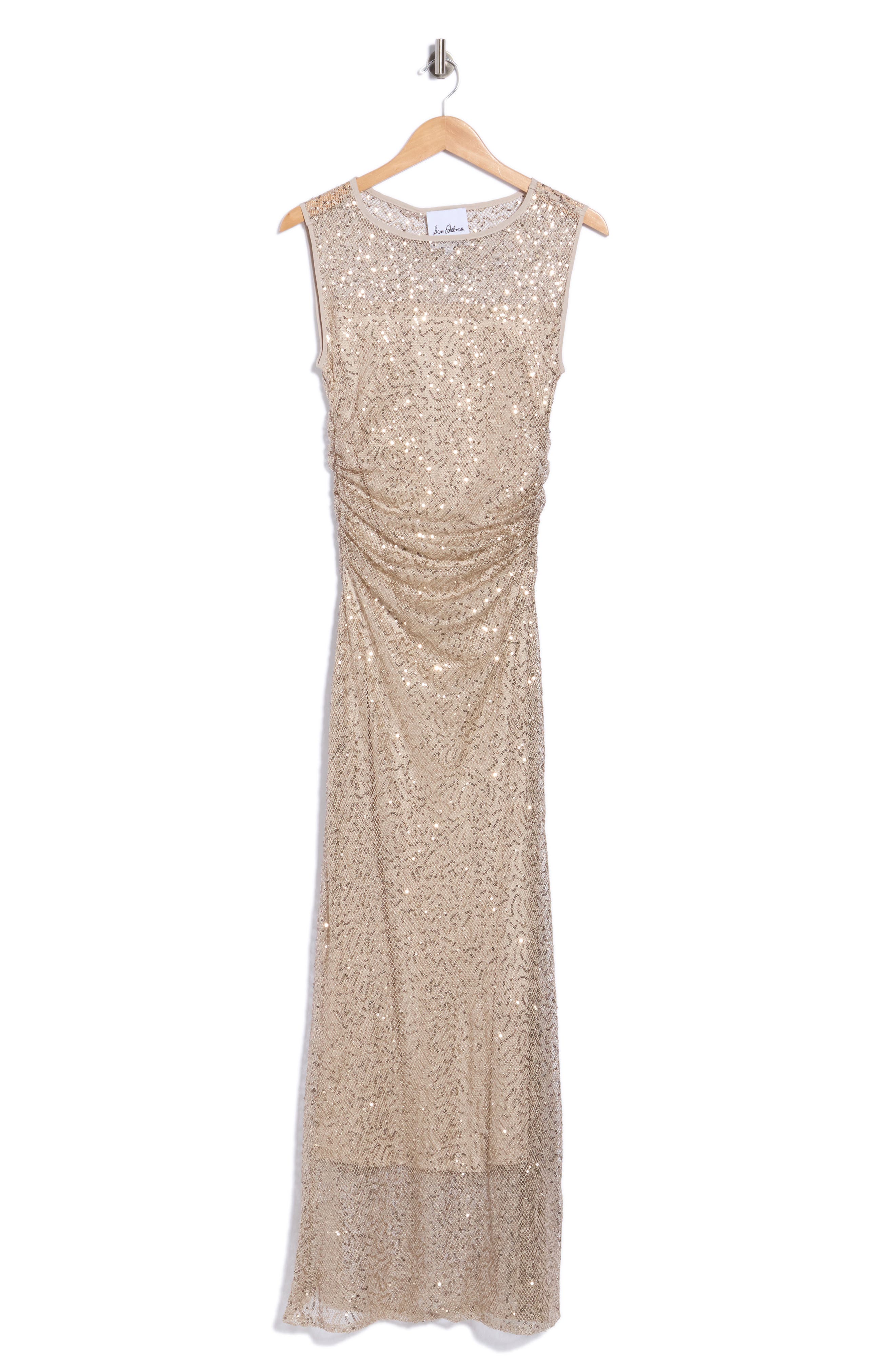 Ruched Sleeveless Sequin Dress