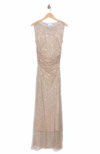 Ruched Sleeveless Sequin Dress