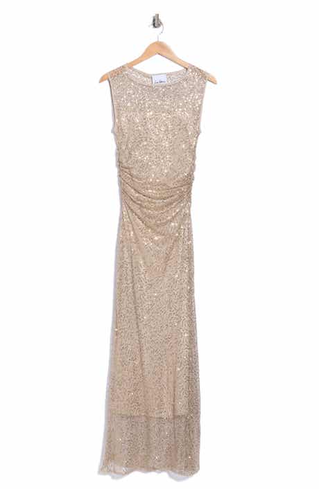 Ruched Sleeveless Sequin Dress
