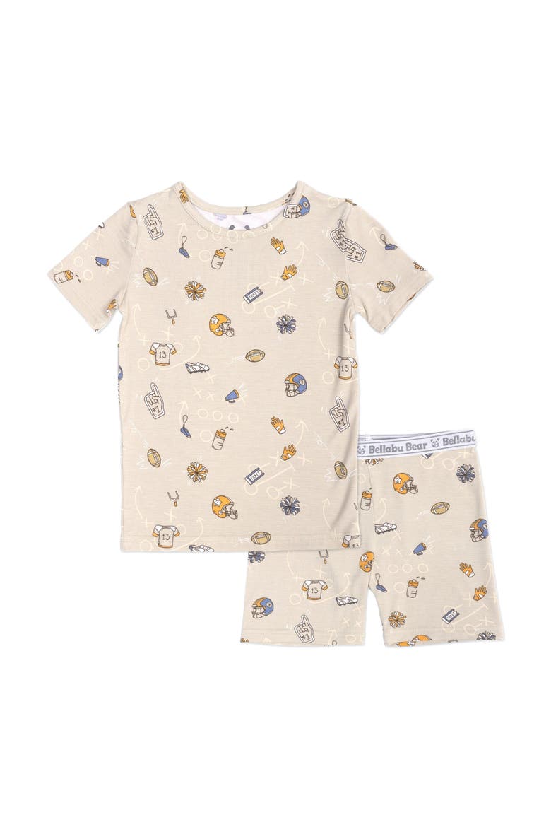 Football Kids 2-Piece Short Sleeve & Shorts Pajama Set, Main, color, Football