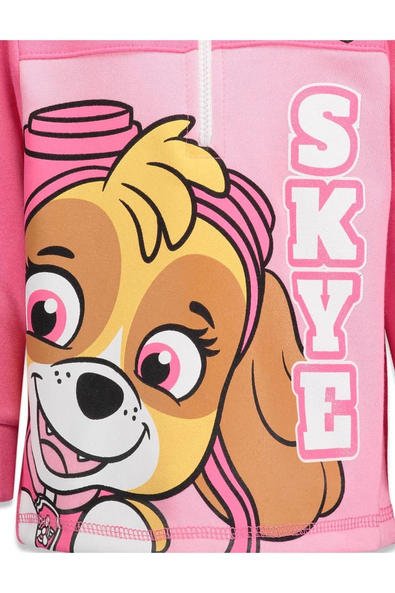 Paw Patrol Skye Girls' Fleece Quarter-Zip Hooded Sweatshirt, Alternate, color, Skye Hot Pink