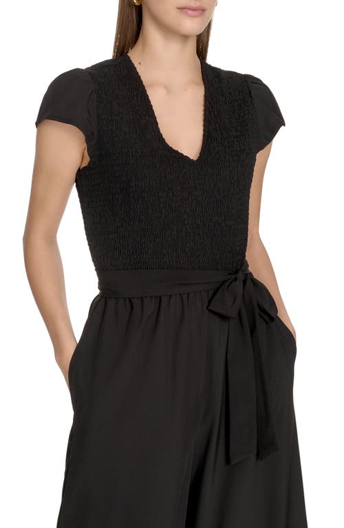 Calvin Klein Smocked Wide Leg Jumpsuit In Black