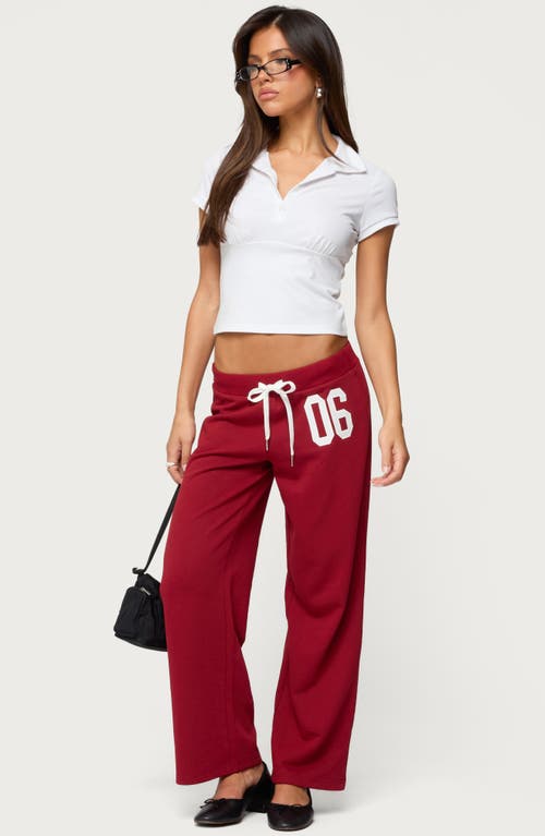 Edikted 06 Wide Leg Cotton Blend Drawstring Sweatpants In Burgundy