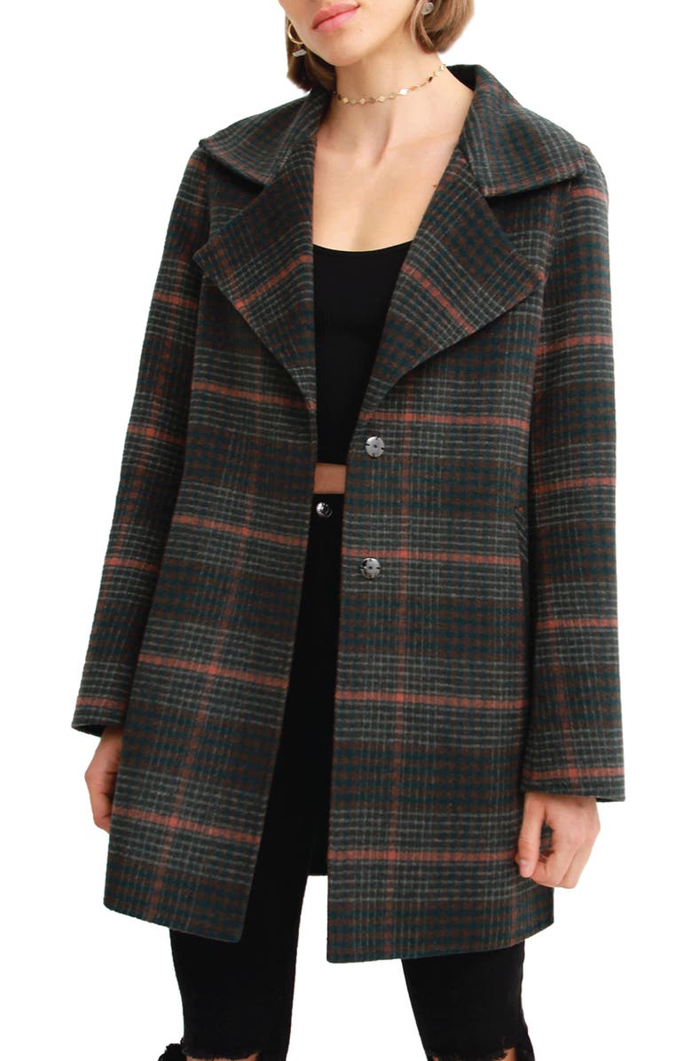 Belle & Bloom Ex-Boyfriend Plaid Wool Blend Coat, Alternate, color, 