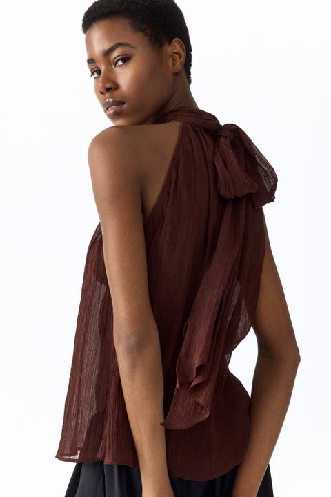 Scarf-collar Chiffon Top