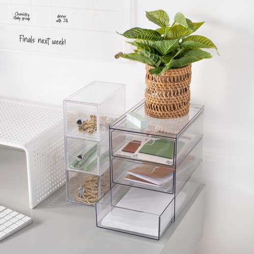 Mdesign 3-drawer Stackable Organizer For Kitchen Or Pantry In Transparent