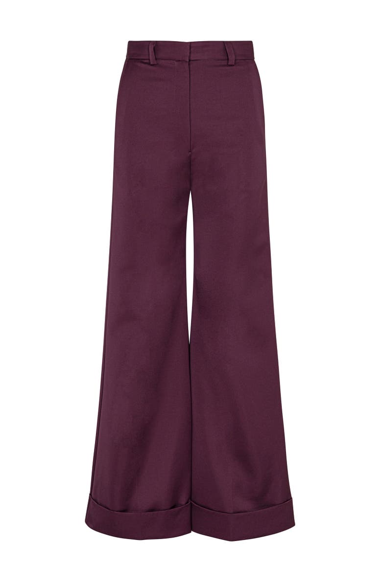 Rebecca Taylor Techy Sateen Wide Leg Pant, Alternate, color, Plum