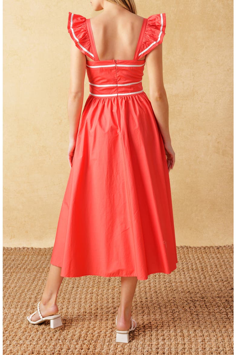 Piped Cotton Sundress, Alternate, color, CORAL