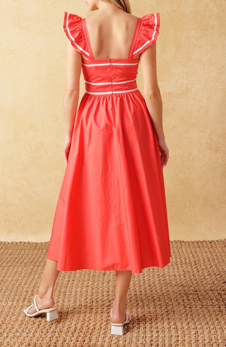 FLYING TOMATO Piped Cotton Sundress, Alternate, color, Coral