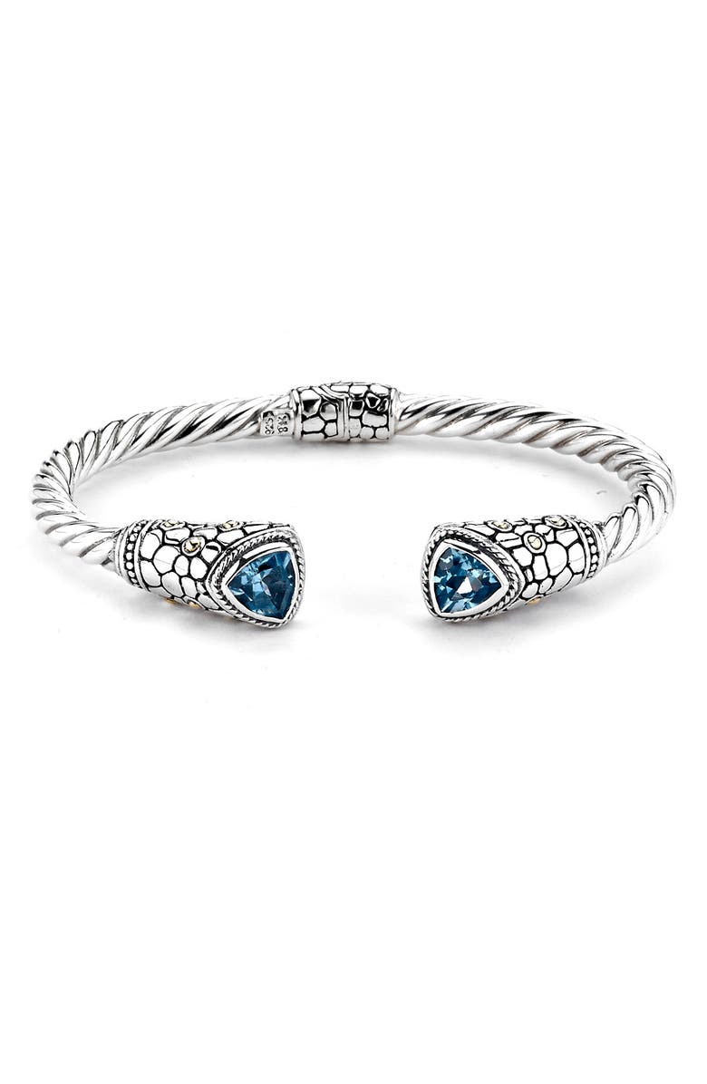 SAMUEL B. Sterling Silver & 18K Gold Semiprecious Stone Twisted Bangle Bracelet, Main, color, Blue