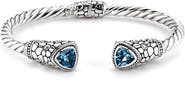 SAMUEL B. Sterling Silver & 18K Gold Semiprecious Stone Twisted Bangle Bracelet