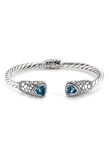 Samuel B. Sterling Silver & 18k Gold Semiprecious Stone Twisted Bangle Bracelet In Blue