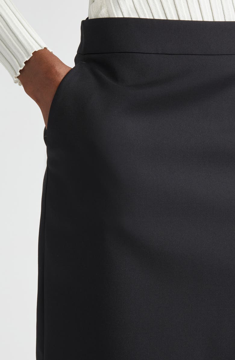 McQueen Back Button Wool Gabardine Pencil Skirt, Alternate, color, 