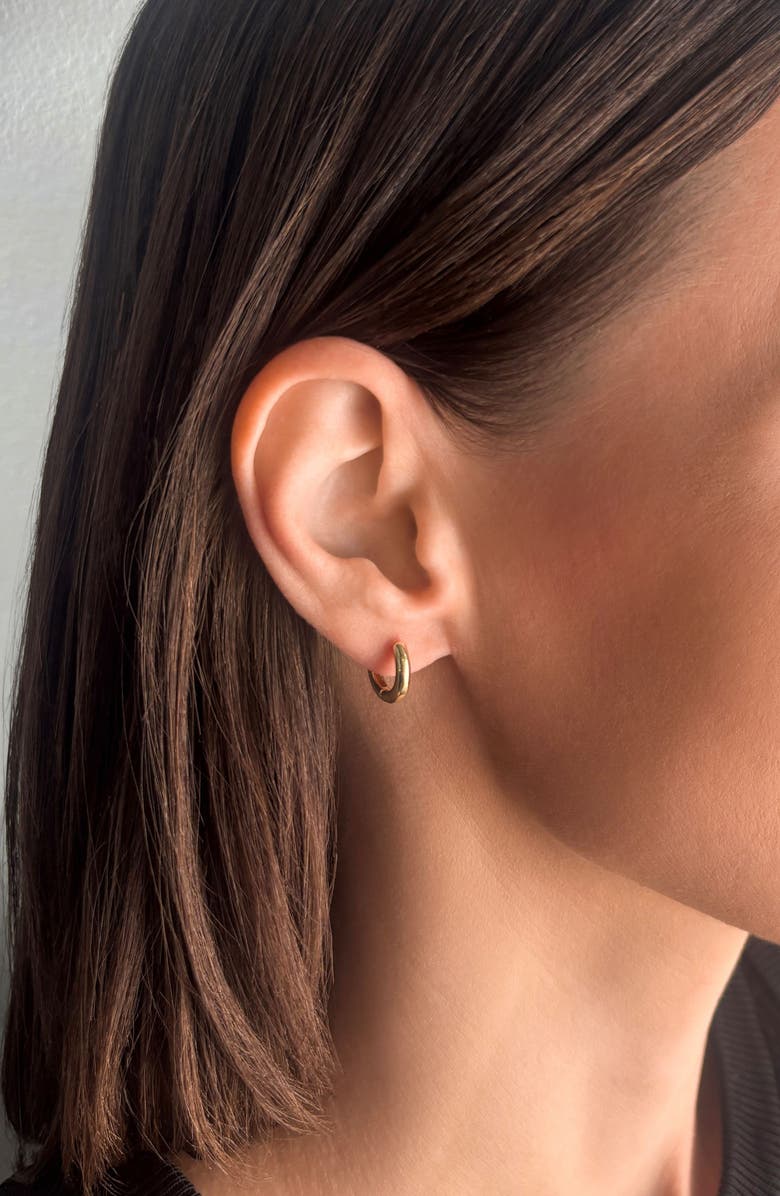 Adornia Set of 3 14K Gold Plated Huggie Hoop Earrings, Alternate, color, Gold