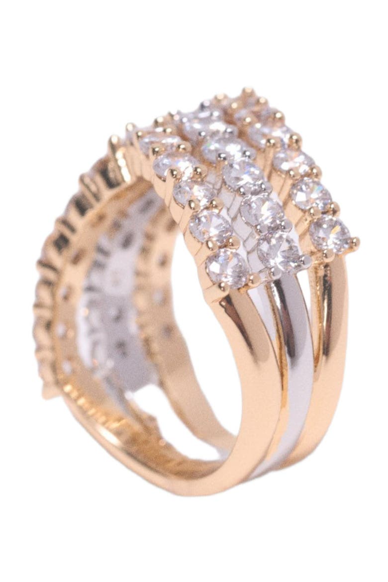 Two-tone rhinestone ring, Alternate, color, Golden / silver