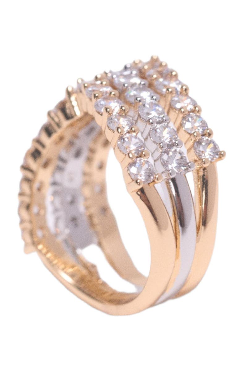 maje Two-tone rhinestone ring, Alternate, color, Golden / Silver