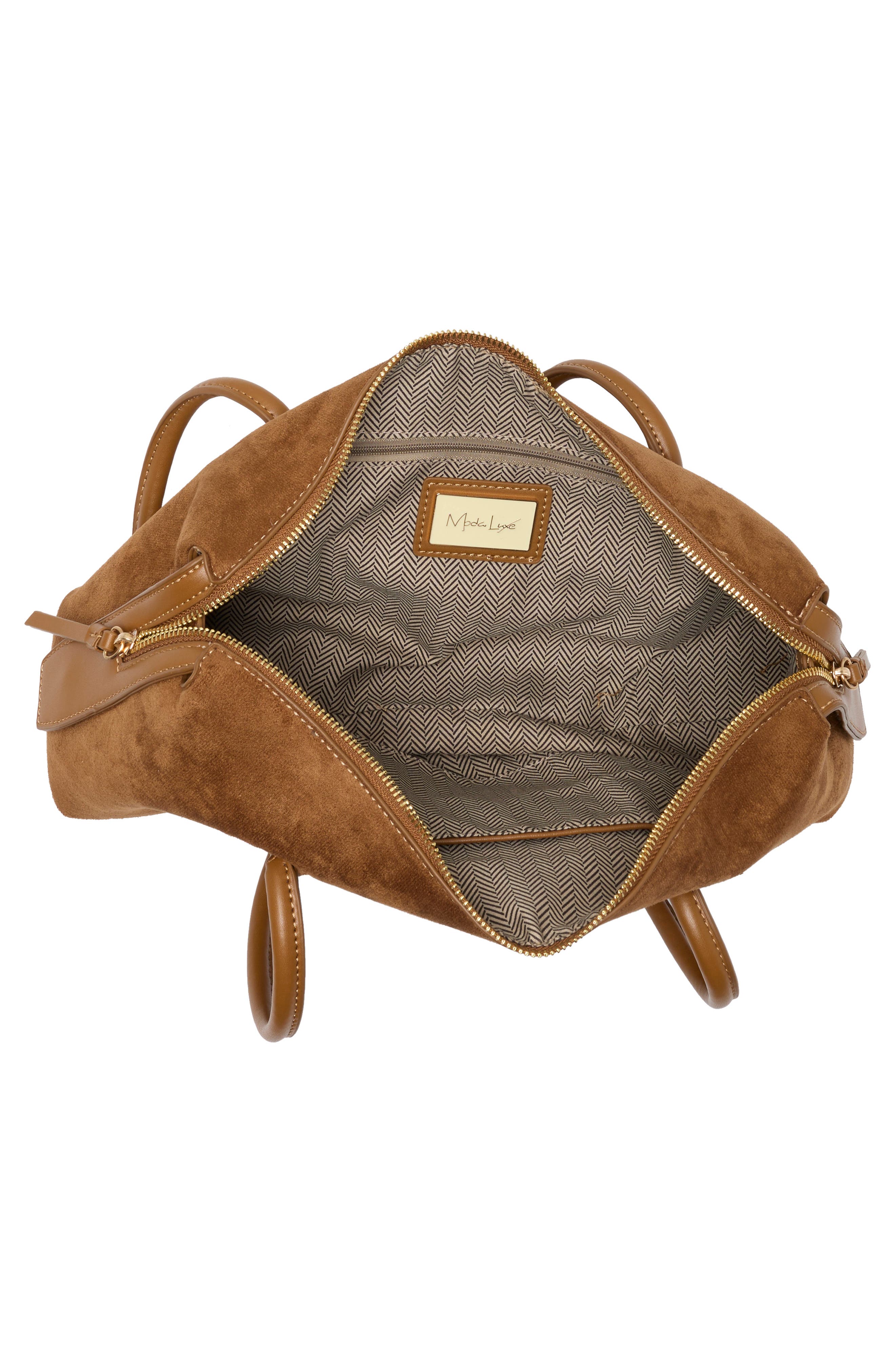 Faux Suede Shoulder Bag, Alternate, color, COGNAC