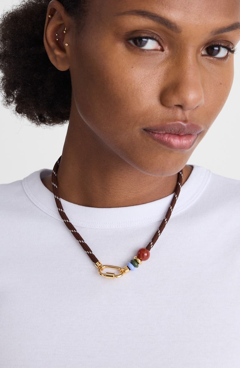 Madewell Semiprecious Carabiner Paracord Necklace, Alternate, color, Dark Carob