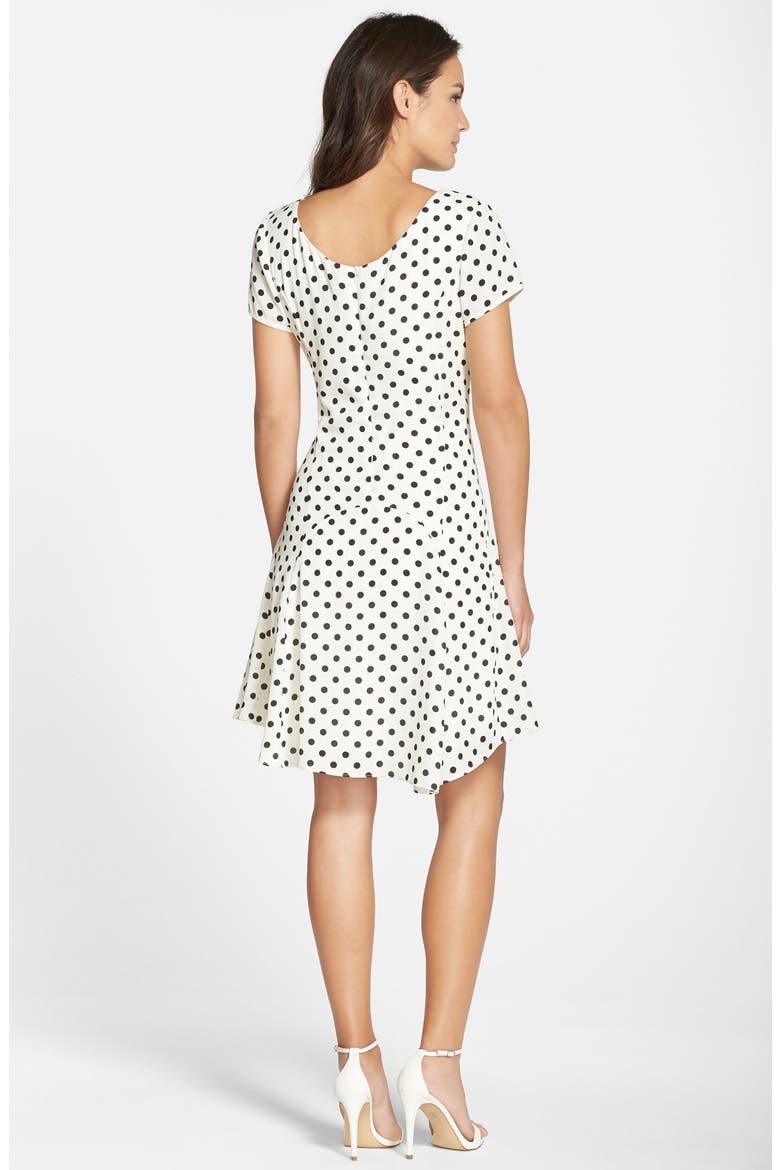 Polka Dot Fit & Flare Dress, Alternate, color, IVORY/ BLACK
