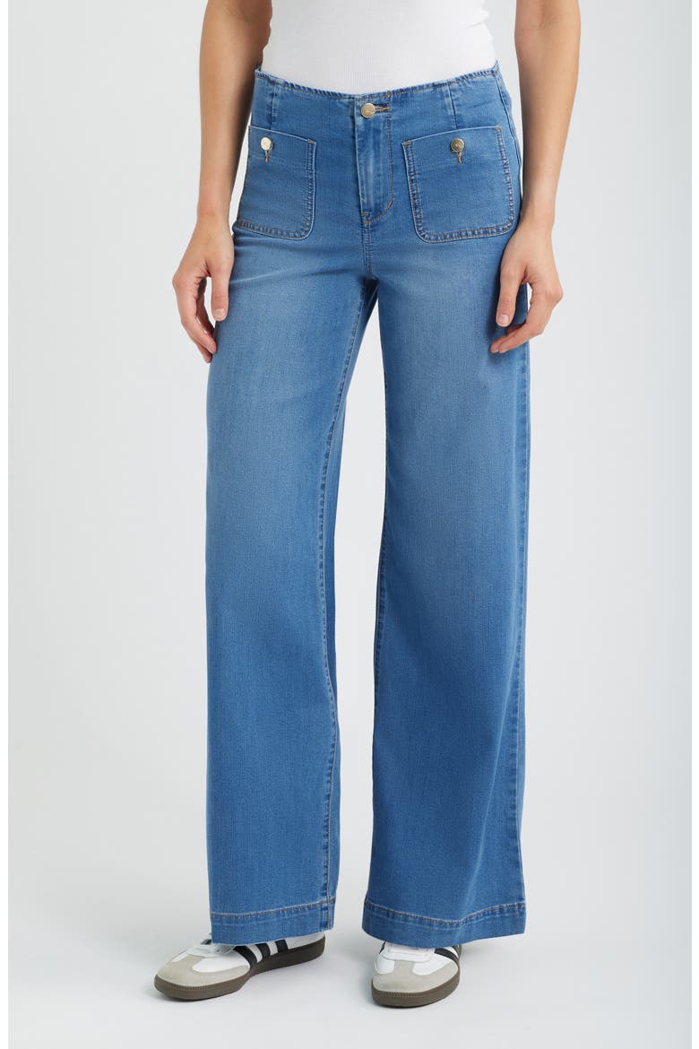 Bandless Wide Leg Sailor Jeans, Main, color, YUTA