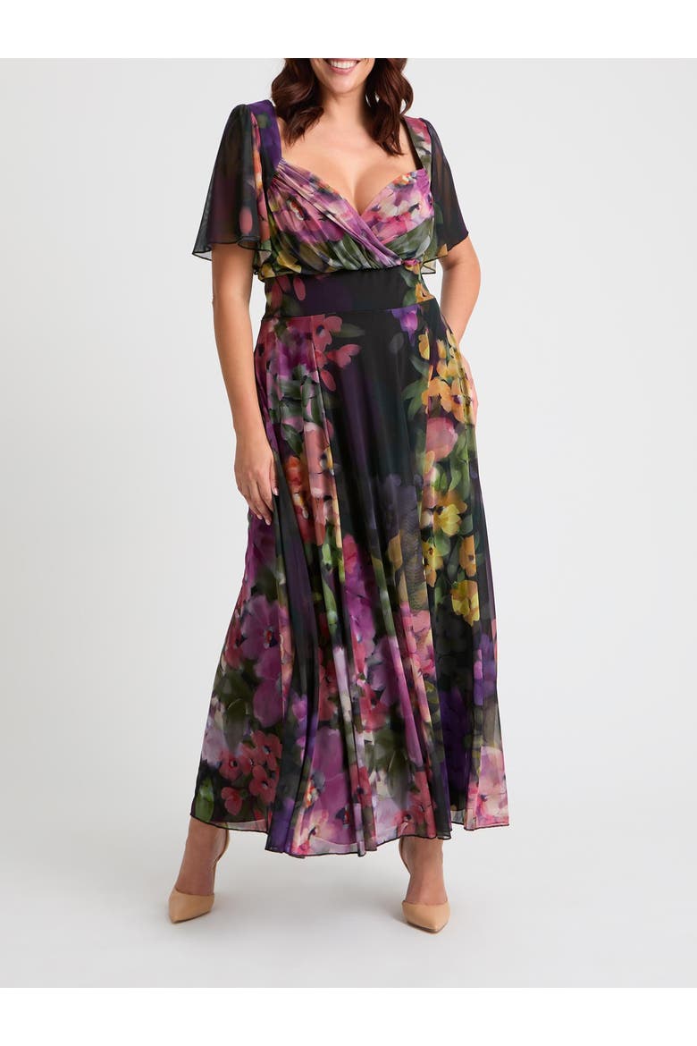 Kemi Bolero Wrap Bodice Maxi Gown, Alternate, color, Black Purple