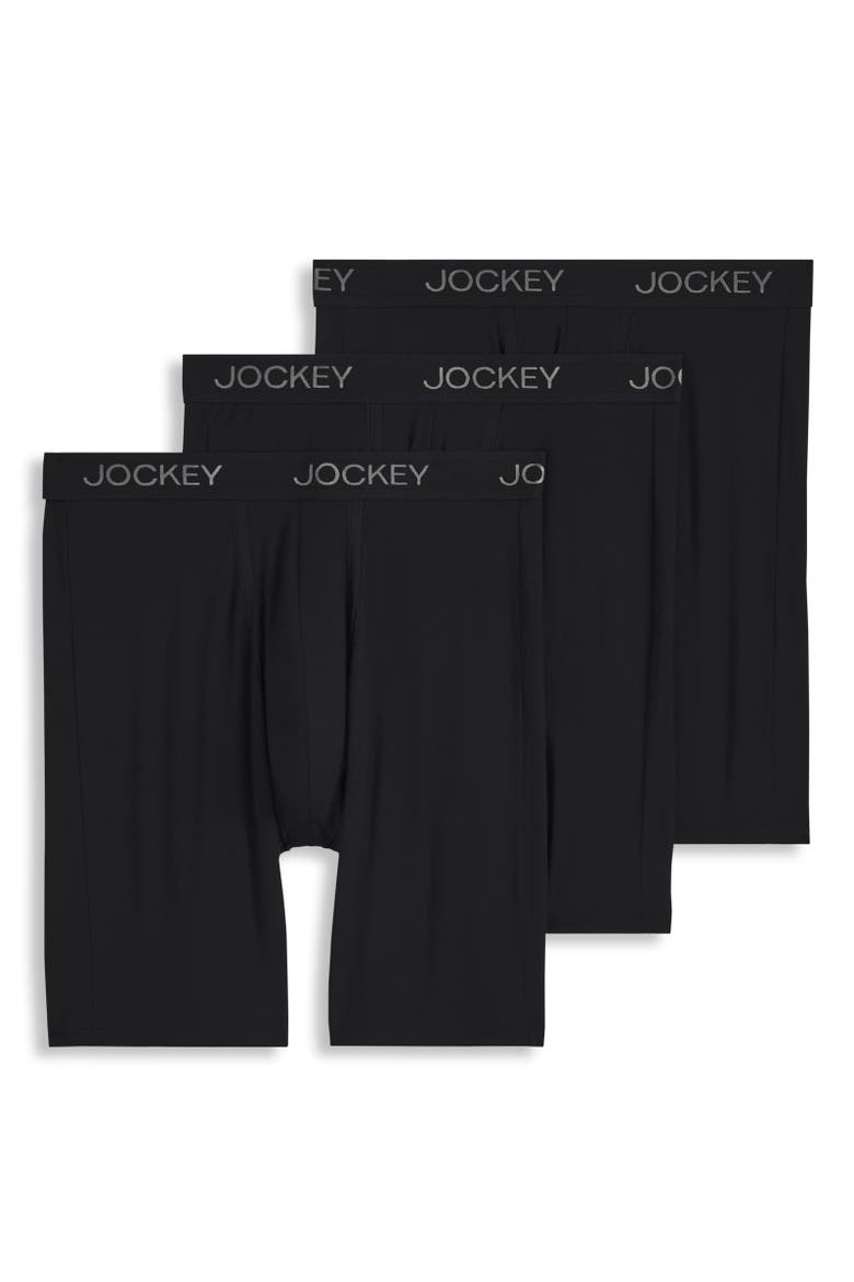 Men's Chafe Proof Pouch Ultra Soft Modal 8.5" Long Leg Boxer Brief - 3 Pack, Main, color, Black