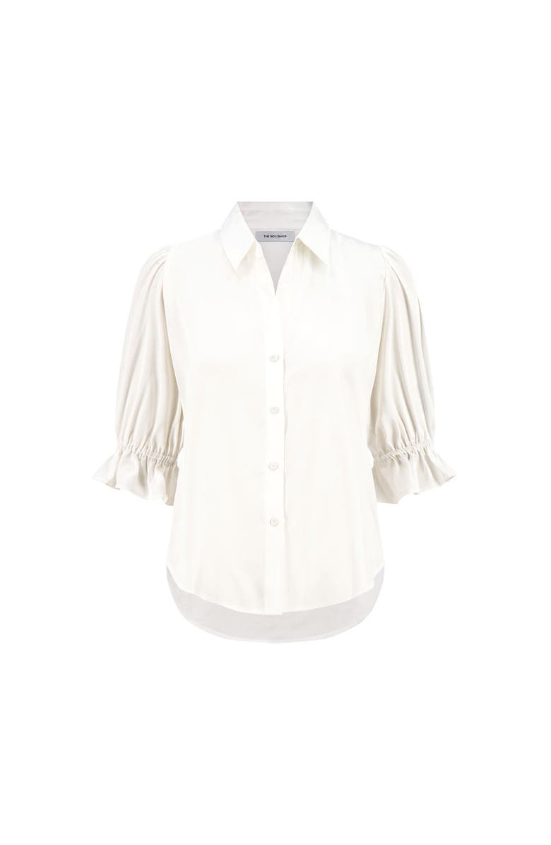The Noli Shop Cindy Ruffle Sleeve Shirt, Alternate, color, White