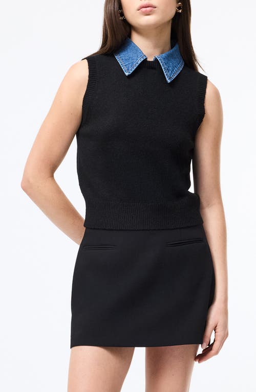 French Connection Ellie Collared Sweater Vest In Black