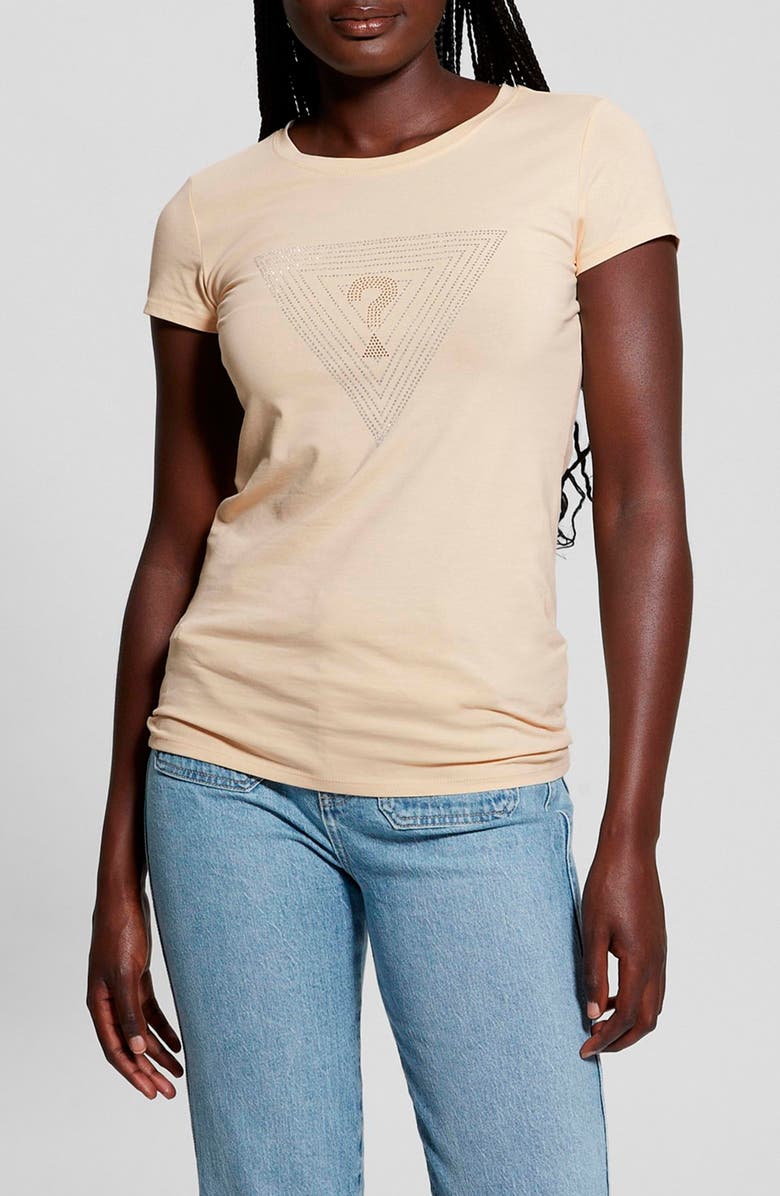 GUESS Triangle Maze Embellished Graphic T-Shirt, Main, color, 