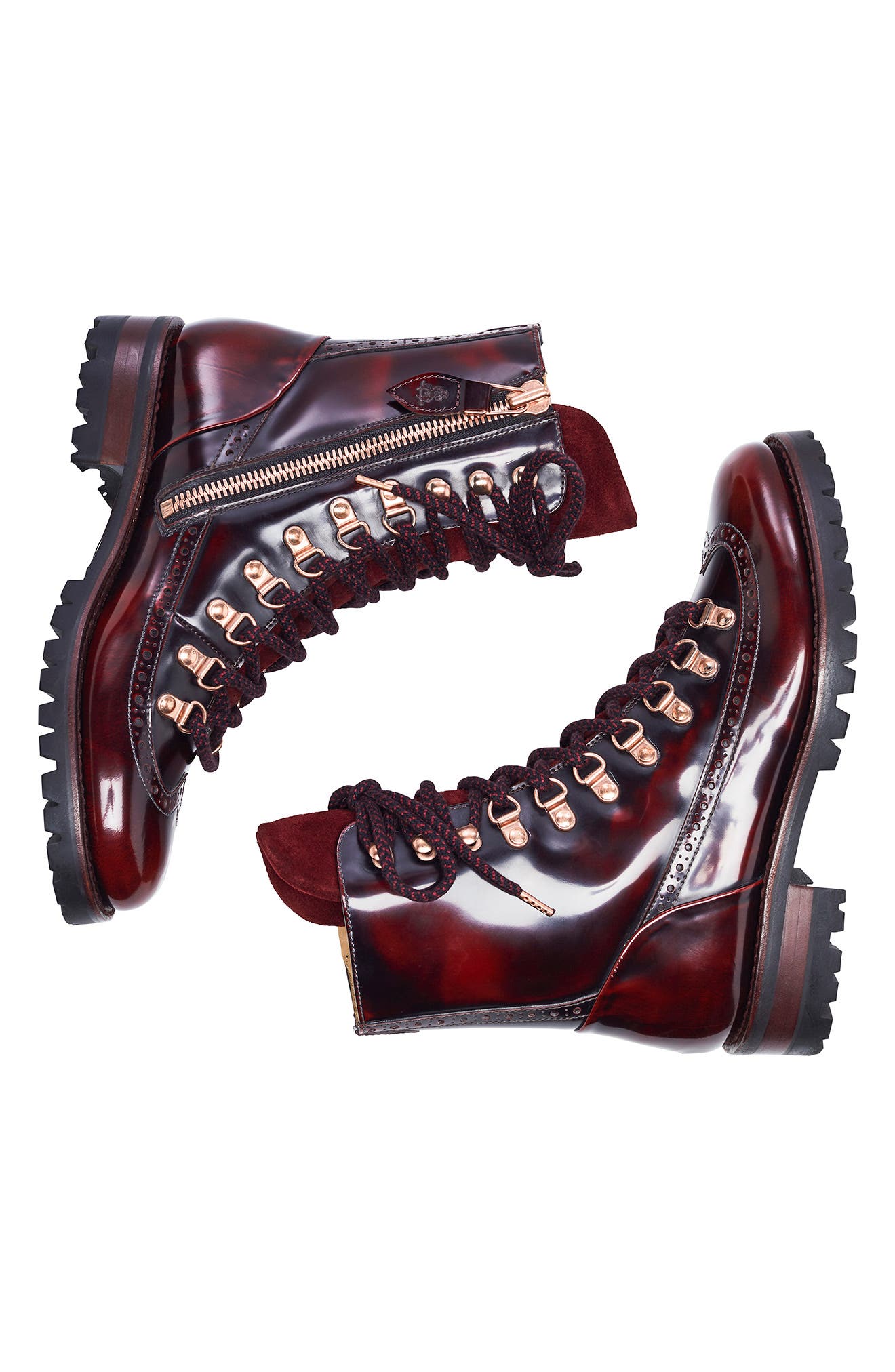 The Office of Angela Scott Mr. Bernard Combat Boot, Alternate, color, Bordeaux