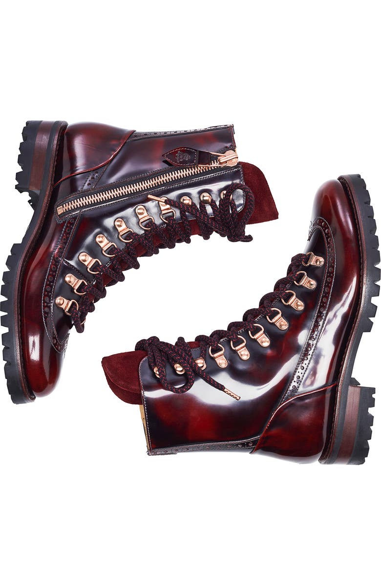 The Office of Angela Scott Mr. Bernard Combat Boot, Alternate, color, Bordeaux