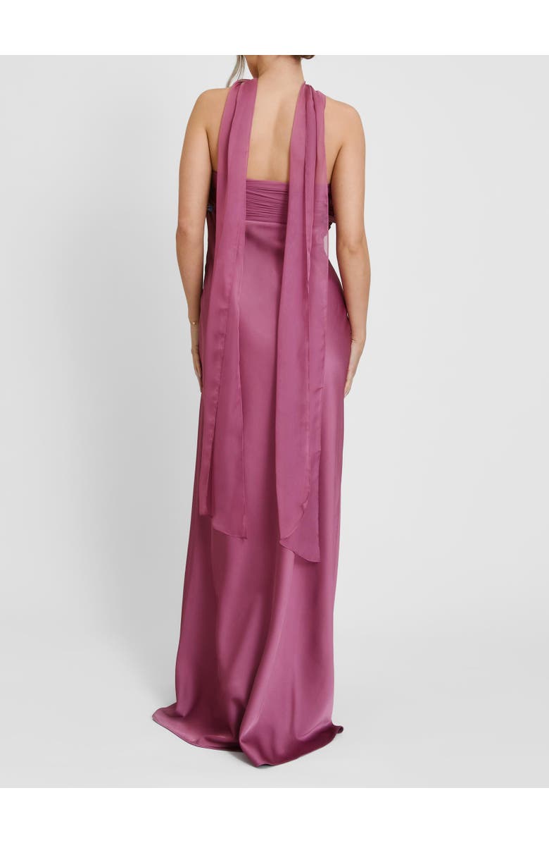 Six Stories Chiffon Bandeau Satin Maxi Dress, Alternate, color, Plum